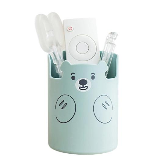 Xiaobudian Cute Bear 2-in-1 Pen Holder & Phone Stand, Macaron Colors Desk Organizer, Large Capacity Storage for Pens Makeup Brushes Scissors