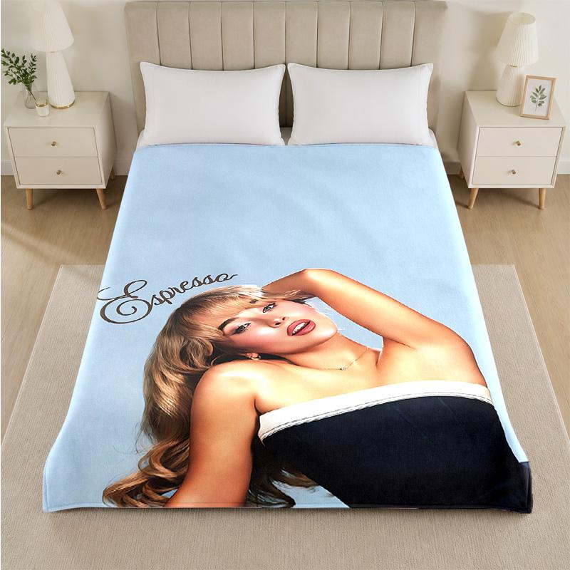 Sabrina Carpenter Print Flannel Blanket Cozy Warm Plush Throw Blanket For Bed Sofa Couch Indoor Household Use