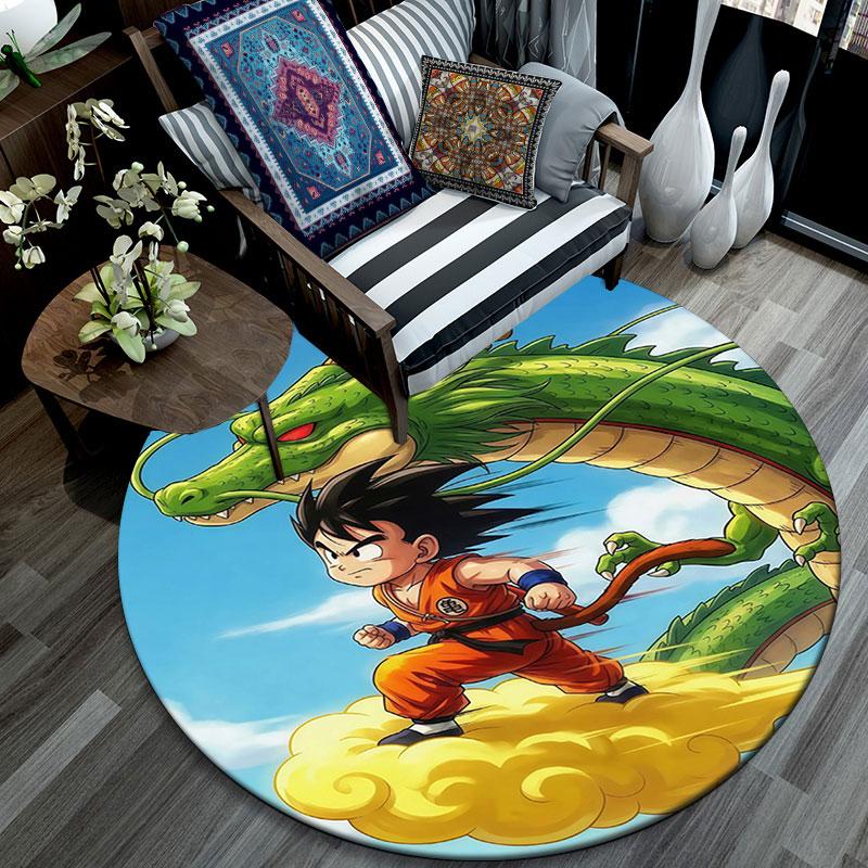 Goku Cartoon pattern round rug,Carpet Rug for Living Room Bedroom Playroom ,Non-slip Floor Mat,Holiday Gifts and Birthday Gifts.
