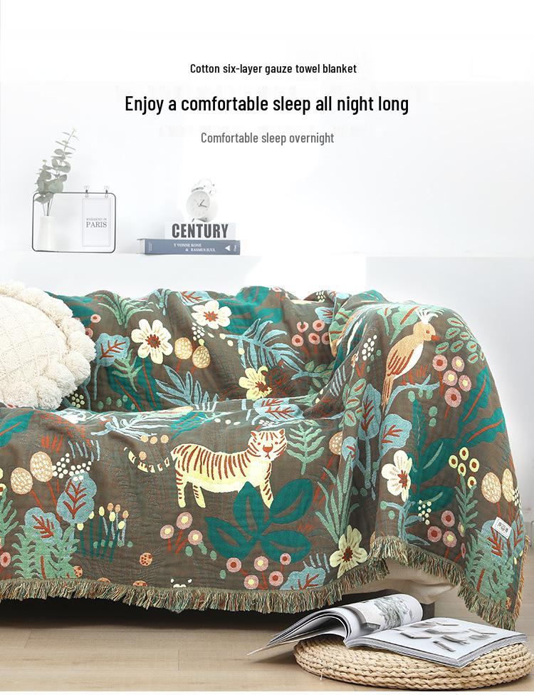 Sechslagige Baumwoll-Mull-Decke: 2022 Klimaanlagen-Sommerdecke, Büro-Überwurf, 150x200cm.