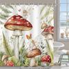 Sommer Pilz Duschvorhang, Aquarell Grüne Pflanzenblätter Feen Mädchen Badezimmervorhang, Polyester Stoff Wasserdichtes Bad Cur