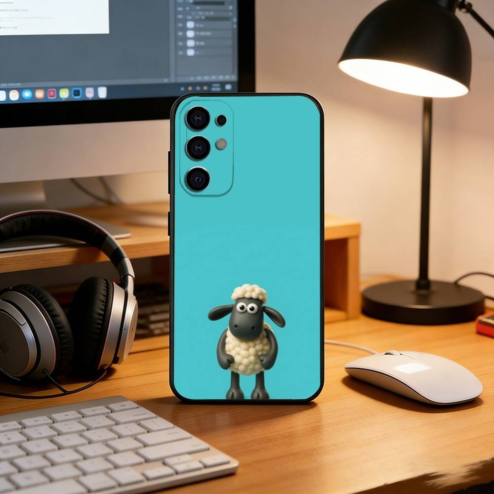 Shaun the Sheep Phone Case For Samsung S25,S24,S21,S22,S23,S30,Ultra,S20,Plus,Fe,Soft Silicone Black Cover
