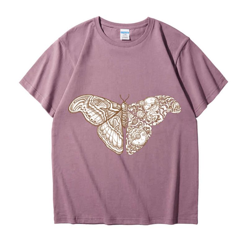 

220GSM Тяжелая футболка из 100% хлопка Футболка Moth Sci Fi 02 с принтом Мужская повседневная футболка с круглым вырезом Базовые мужские топы Футболка