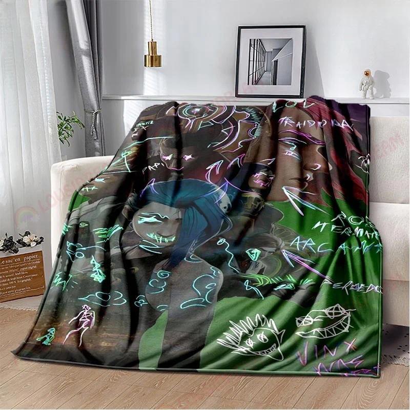 Game Jinx Arcane League of Legends Blanket Picnic Blanket Warm Comfortable Home Travel Birthday Custom blankets