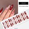 Year of the Horse Polka Dot Cat Eye Nails - 30-Piece Set with Wealth Waking Lion Design