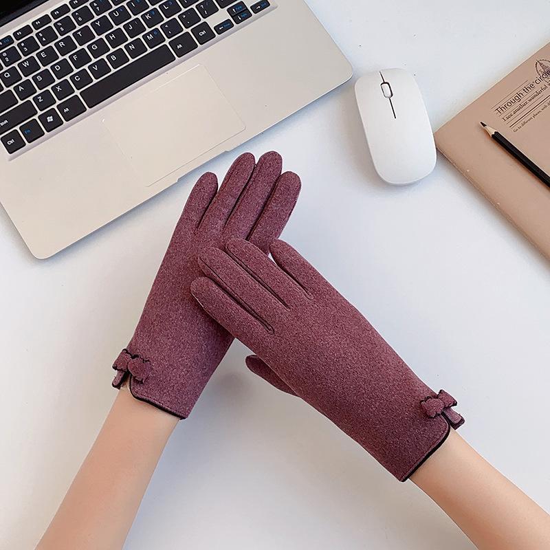 Derong women's touch screen gloves women's autumn and winter thermal gloves students Korean version cycling and driving thickened Practical Use