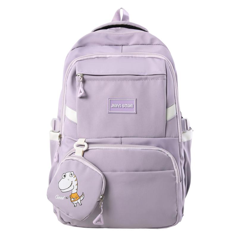 Cartoon Print Student Schoolbag Large Capacity Women's Lightweight Backpack with Coin Purse