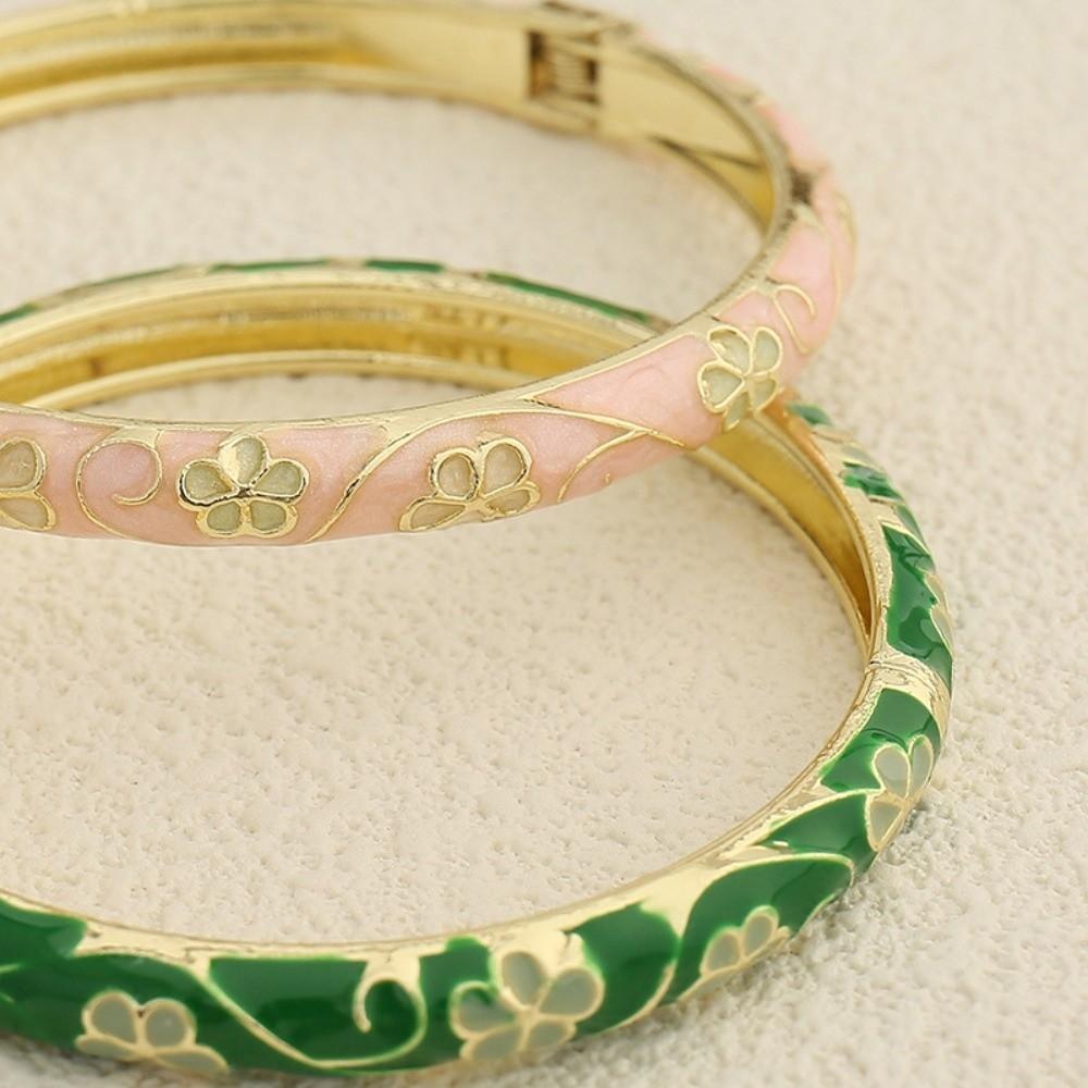 Bunter Vintage Cloisonné Armreif Emaille Blumig Chinesische Blume Blatt Armreif Klassisch Traditionell Damen Handarmband Mädchen