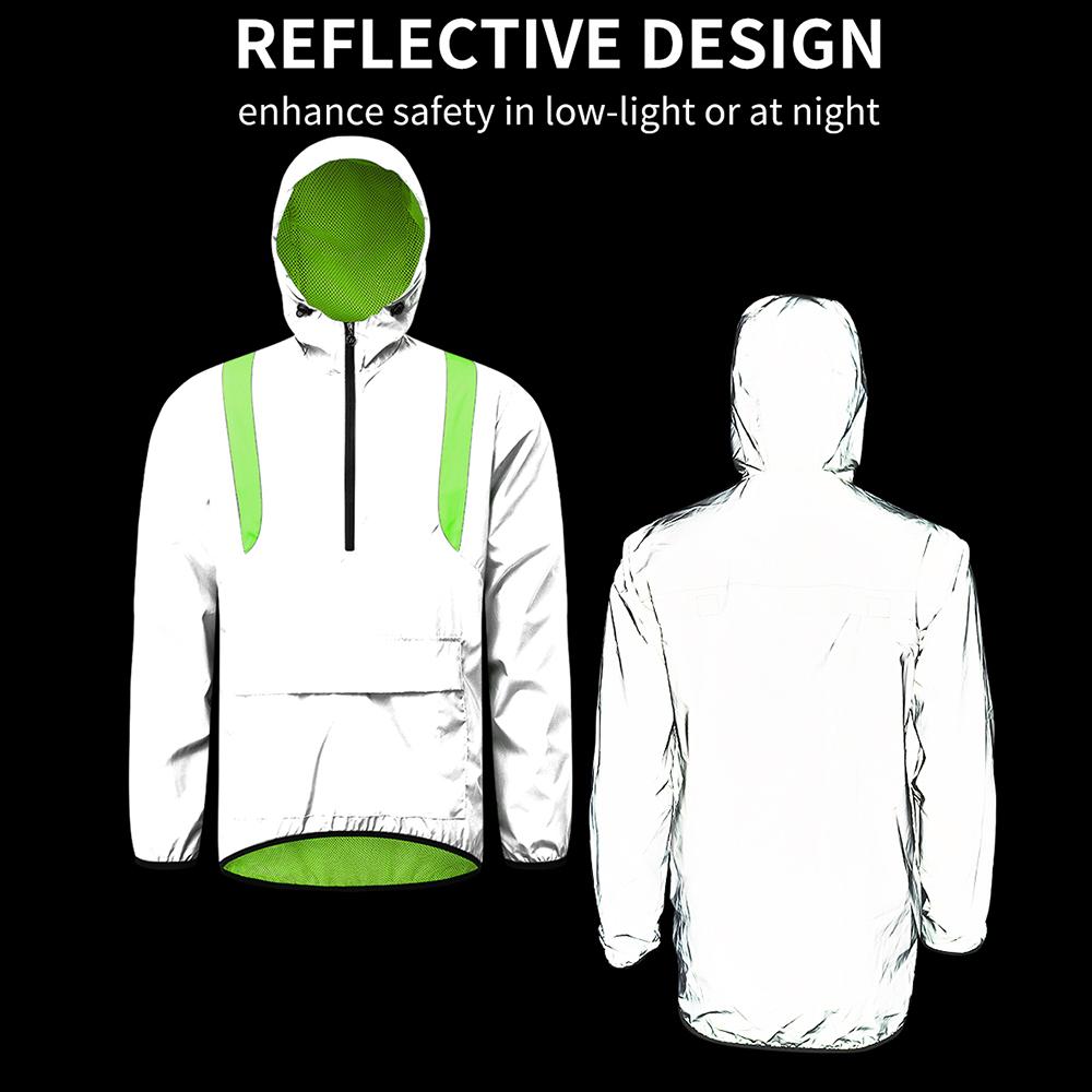 Wosawe Unisex cyklistická bunda s kapucí Windbreaker Outdoorový sportovní kabát na kolo Větruodolná bunda na kolo
