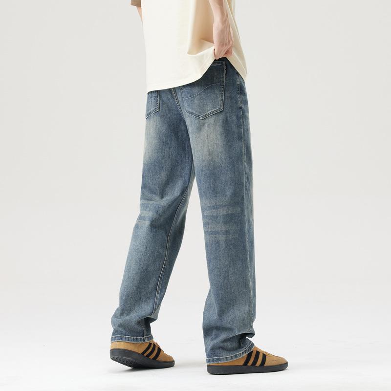 New Spring and Summer Wide-leg High Street Retro Loose Straight Jeans for Men
