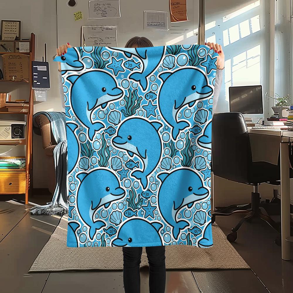 Cute animal panda dolphin Print Flannel Blanket High quality Comfortable for All Seasons Home Decor Warmth and Comfort Perfect for Christmas Gifts