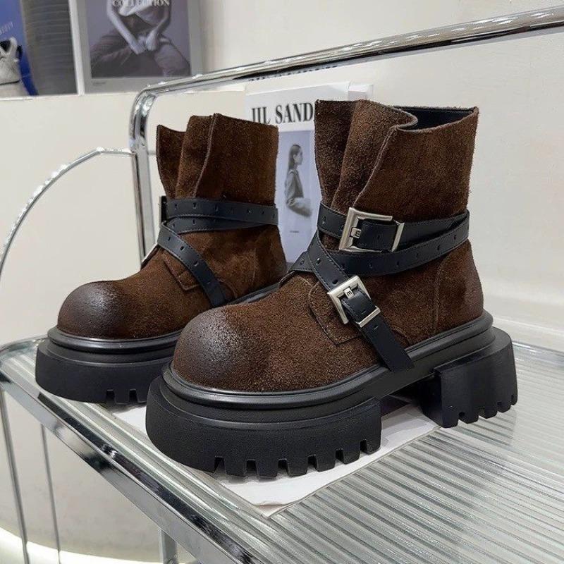 

Модные ботильоны женские на платформе на массивном каблуке зимние новые спортивные туфли модный тренд 2025 женские кроссовки для ходьбы ботильоны женские туфли 39 темно-коричневого