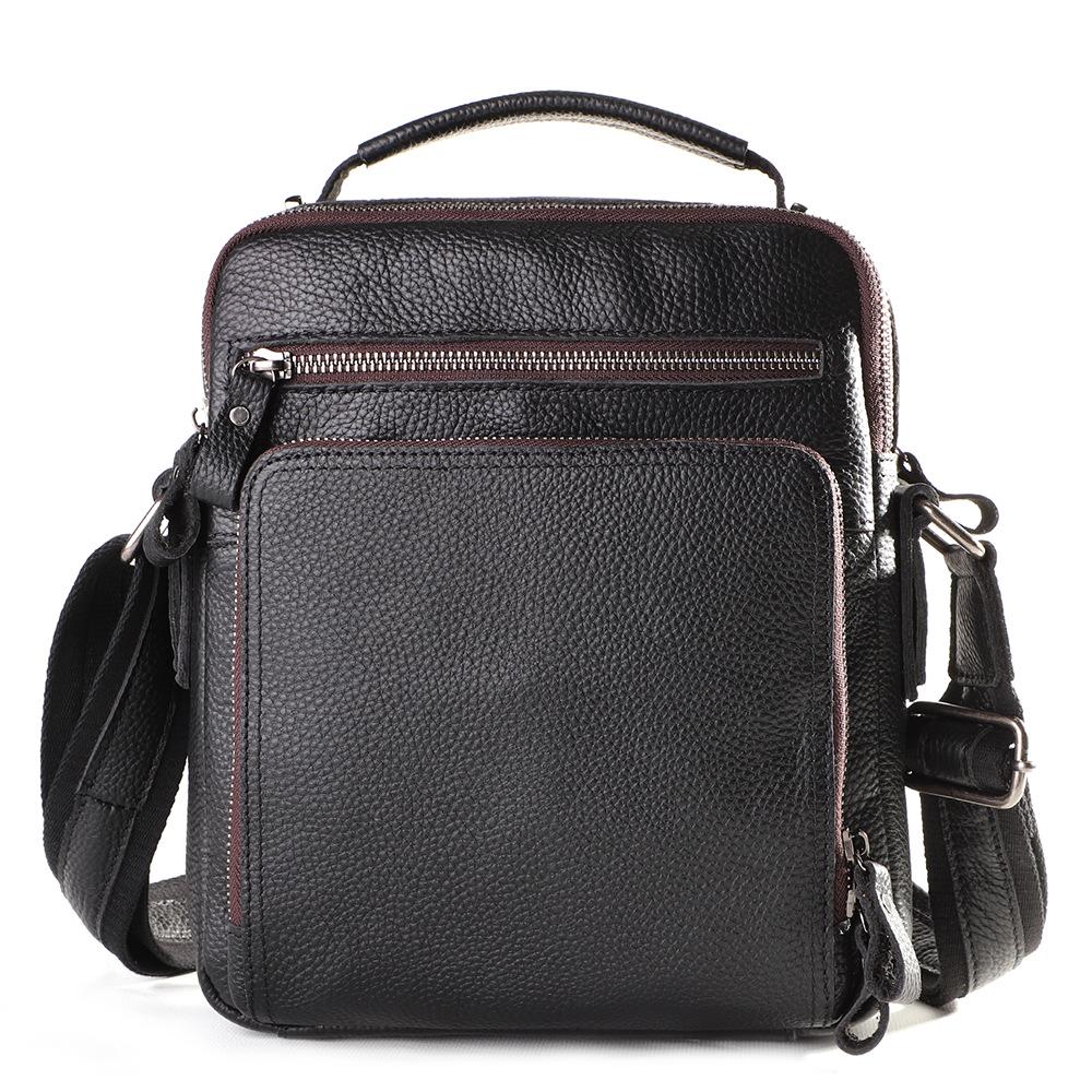 Men's Retro Genuine Leather Messenger Bag - Casual Large Capacity Shoulder Bag