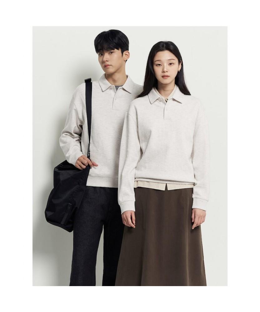 Binpolmen Double Knit Collared Sweatshirt Ivory