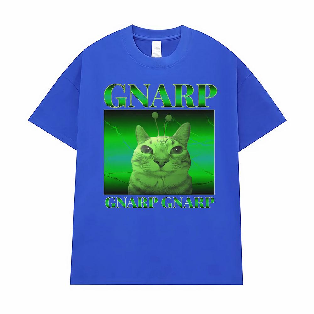 Silly Alien Graphic Gnarp Cat Meme Print T-Shirt Men's Clothing Y2K Vintage Classic T Shirt Unisex Short Sleeve Oversized TShirt