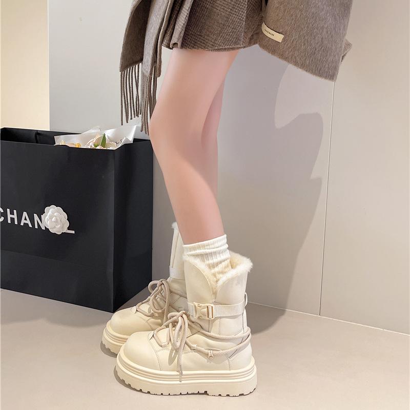 [Fanfna] Thick-soled Snow Boots for Women's 2025 Winter New Velvet Thickened Waterproof and Non-slip Northeast Cotton Shoes