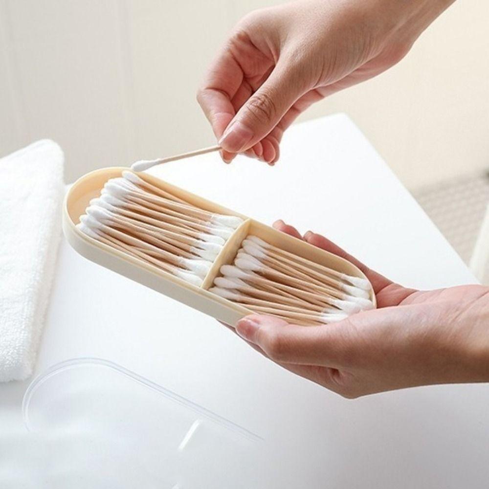 2 Stück Leichte Aufbewahrungsbox für Wattepads 2 Fächer Make-up Aufbewahrungsbox Aufbewahrungsbox für Kleinigkeiten Zahnstocher