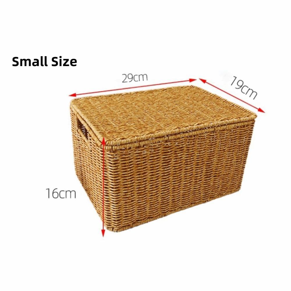 Large Capacity Rattan Storage Box Rectangular Weave Container Woven Storage Basket  Household