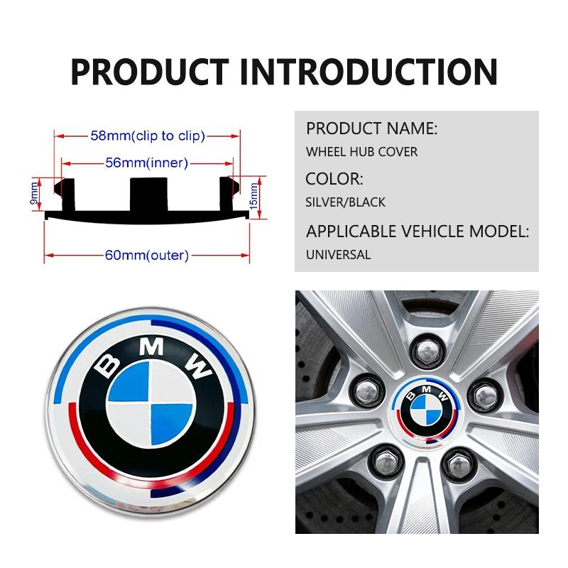 4PCS 56mm Car Badge Wheel Center Cover Stickers Hub Caps Decal For BMW X1 X3 E39 E46 E30 E36 E87 E60 E90 F26 G02 E70 F15 E53 G05