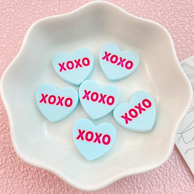 10Pcs New Cute Cartoon XOXO Love Series Flat Back Ornament Jewelry Bows Accessories