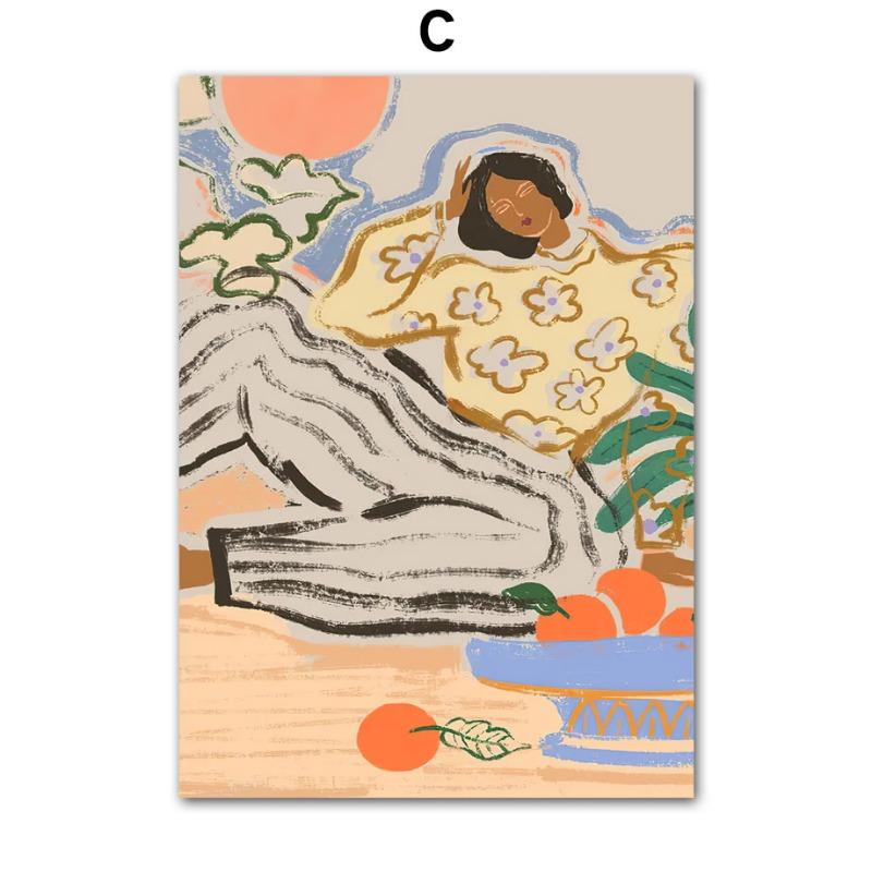 Abstract Girl Hand Fruit Flower Leaf Vase Wall Art Canvas Painting Nordic Posters And Prints Wall Pictures For Living Room Decor