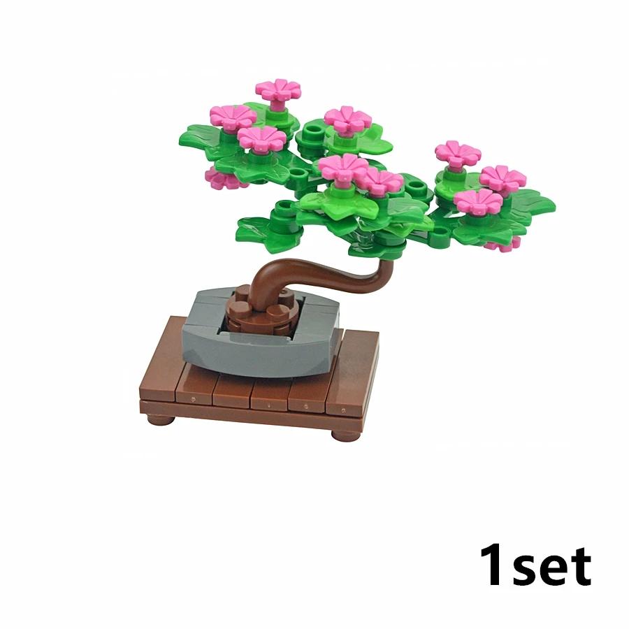 Briques MOC Arbre Bonsaï Plante Décoration de Bureau Perpétuelle Kit d'Assemblage Blocs de Construction Compatible Plante en Pot Jouets pour Enfants Cadeau