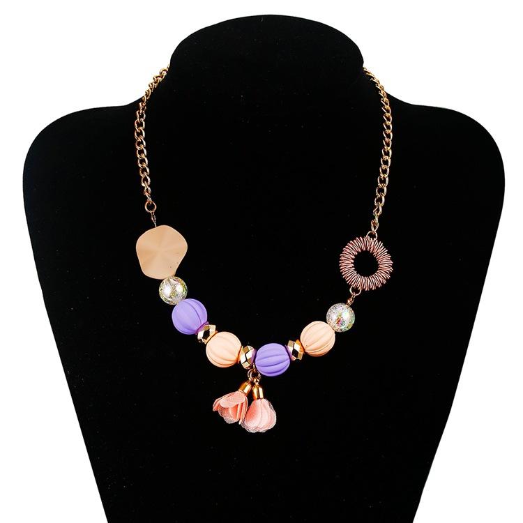 JMXD-Pumpkin Bead Necklace Women, Flower Pendant Accessories, New Accessories, Fashion Accessories