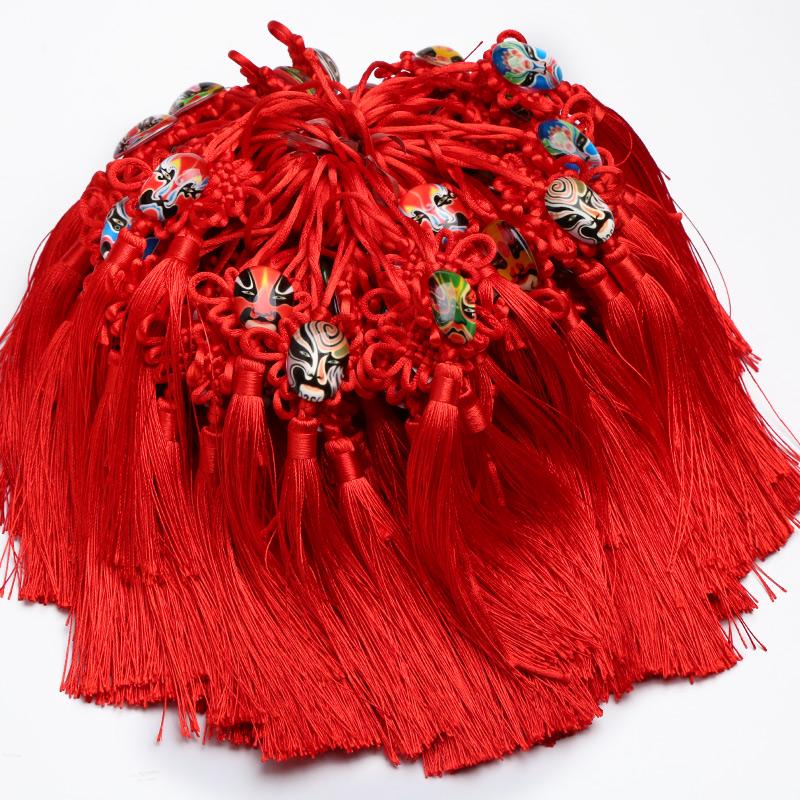 Small Chinese Knot Pendant DIY Tassel - Festive Red 6/8 Plate Hanging Ornament