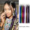 200 Strands Holographic Sparkle Hair Tinsel Extensions Dazzles 90Cm Women Hippie