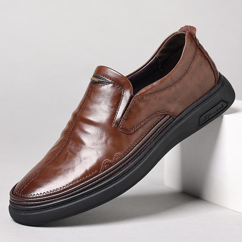 [69 yuan 1 piece] Leather shoes/Doudou shoes/board shoes The first layer of cowhide men's shoes Men's leather is breathable and comfortable