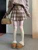 Women's Retro Plaid Wool Blend High Waist Pleated Skirt - Autumn/Winter Academy Style A-Line Short Skirt