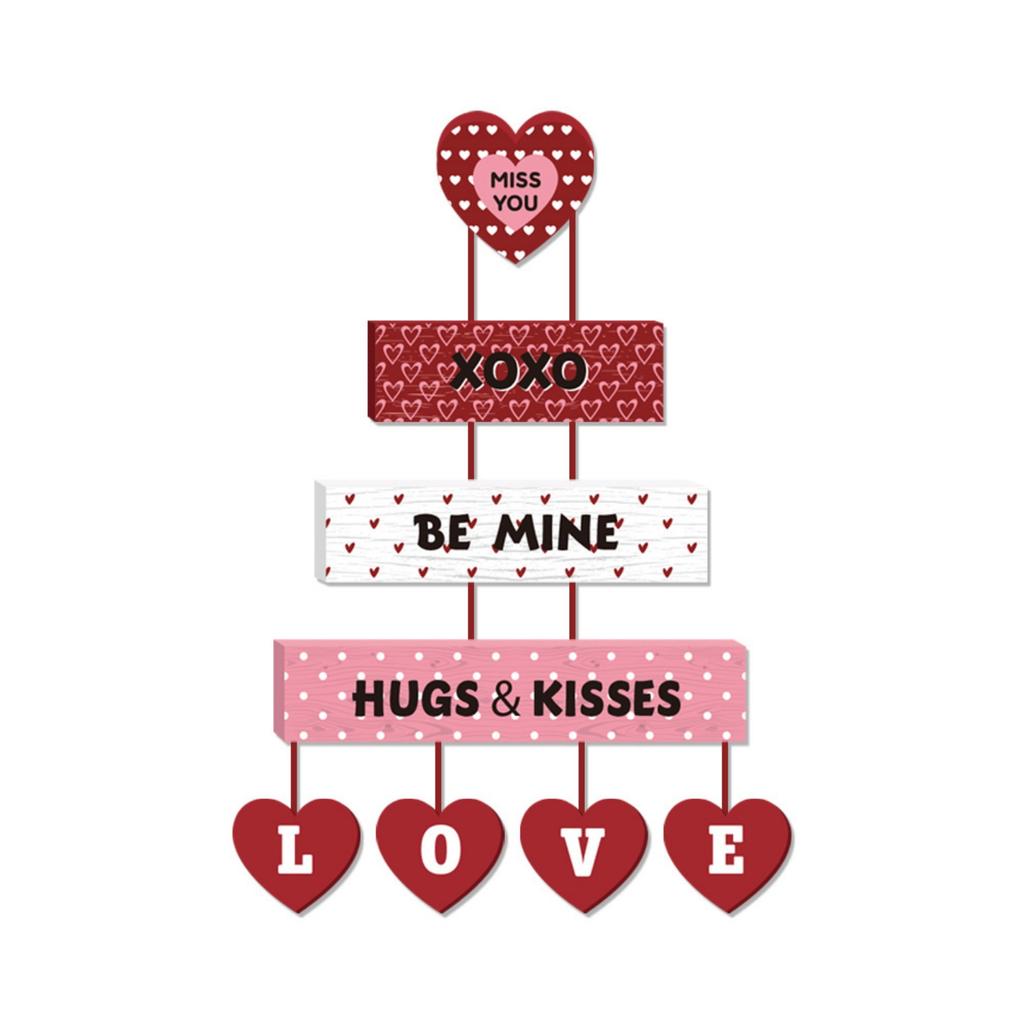 Valentine's Day Hanging Decor, Happy Valentine's Love Mine Word Door Hanger Sign Wall Plaque Ornaments For Anniversary Wedding Party Window Door Por