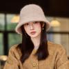 Autumn and Winter Hat Women's Solid Color Knitted Wool Hat Fleece Warm Bucket Hat Bucket Hat