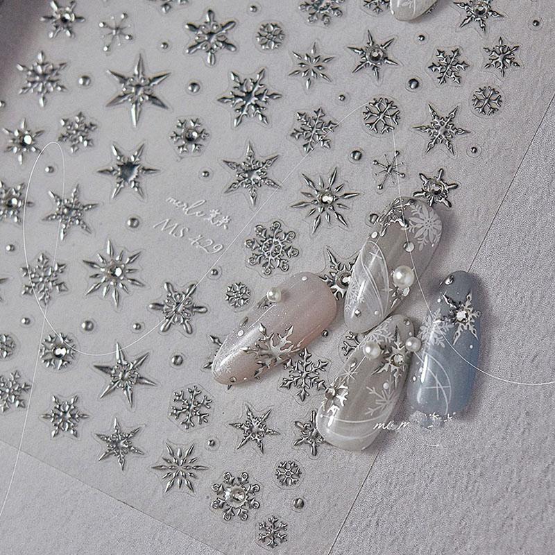 New 5D Laser Winter Snowflake Nail Sticker Cute Nail Stickers Self-adhesive Decoration Sticker Manicure Decals ZJT17