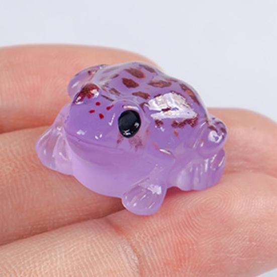 12 Pcs Luminous Mini Resin Frog Figurines Tiny Glow In The Dark Frog Miniature Figures for Moss Landscape Fairy Garden Dollhouse DIY Terrarium Craft