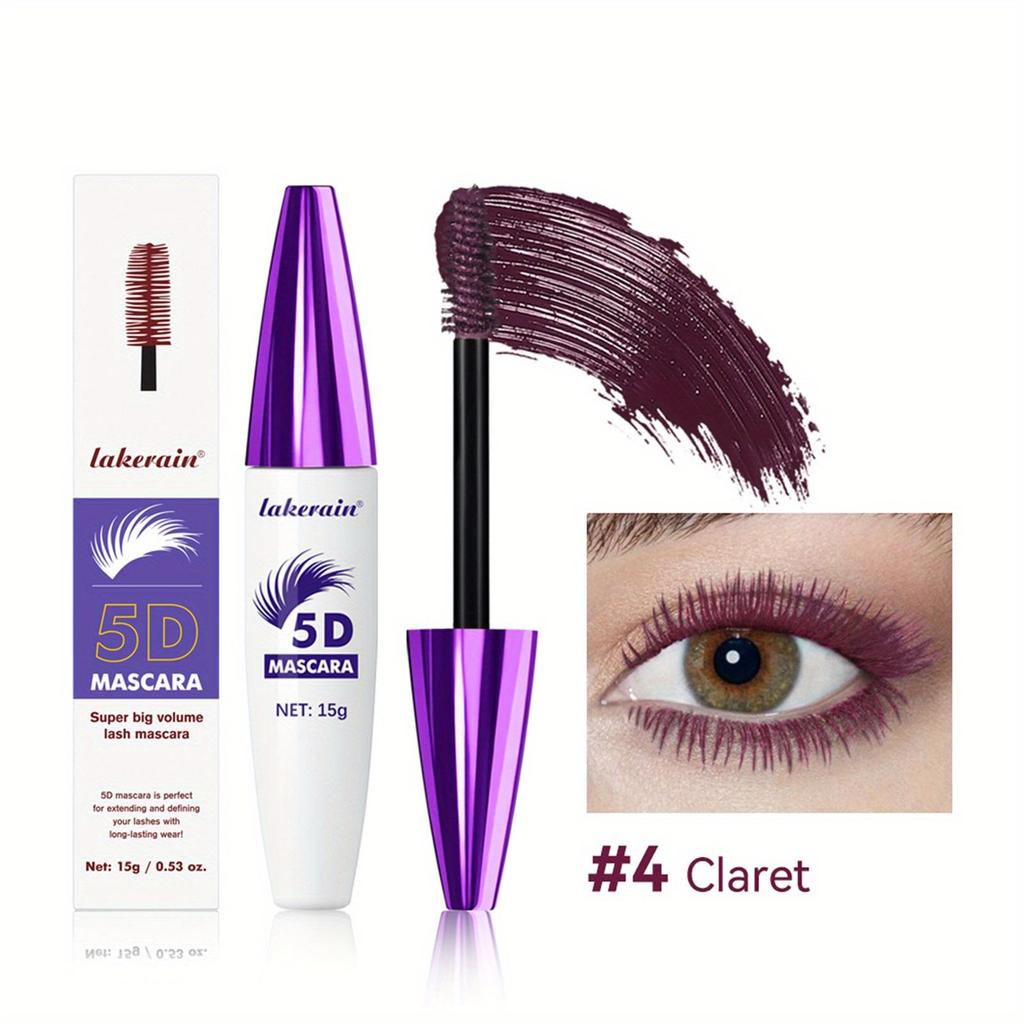 5D Wasserdichte Farbige Mascara - Volumenverleihend, Verlängernd, Wischfest, Lebendige Farben Schwarze Mascara Wasserdichte Mascara Augen-Make-up
