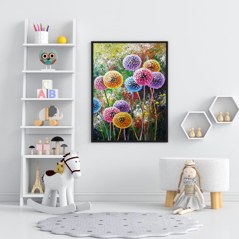 11CT Full Cross Stitch Colorful Dandelion Counted DIY Embroidery Kits Handmade Cotton Thread Needlework Wall Art Crafts Home Dec