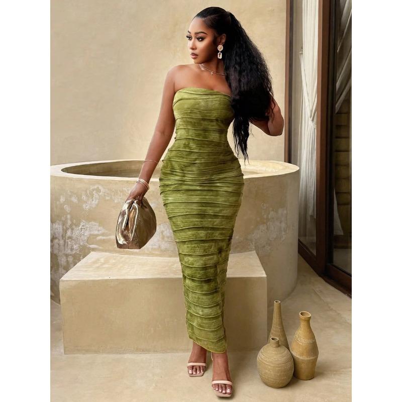 Explosive Autumn New Slim Backless Tie-dyed Tube Top, Dress, Women