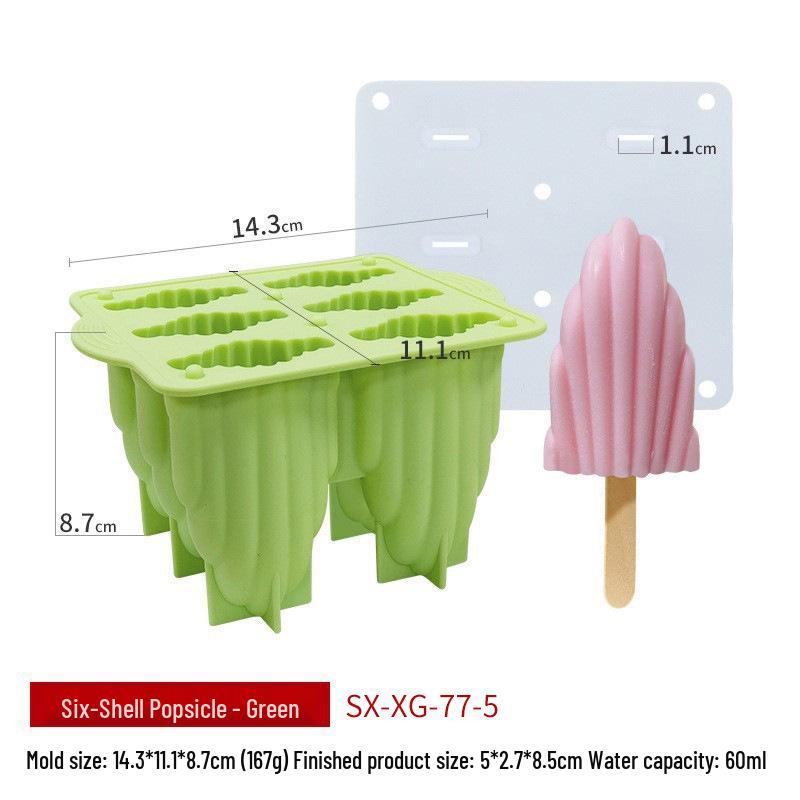 Sanxin 6-Spiral Silicone Mold for Homemade Ice Cream Popsicles