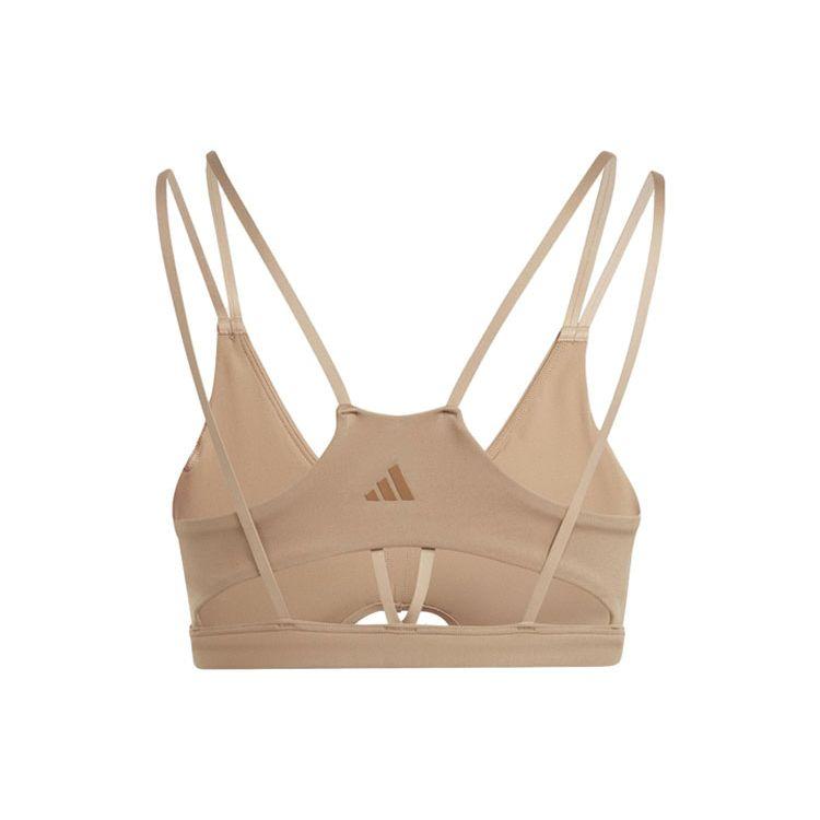 Adidas Studio Luxe Light-Support Bra Solid Logo Low-Intensity Yoga Pilates Sports Bra Women underwear Cardboard-Yellow IJ5764