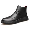 Men's Mid-Top Martin Boots with Soft Leather and Velvet-Lined, Zippered Autumn/Winter Casual Shoes