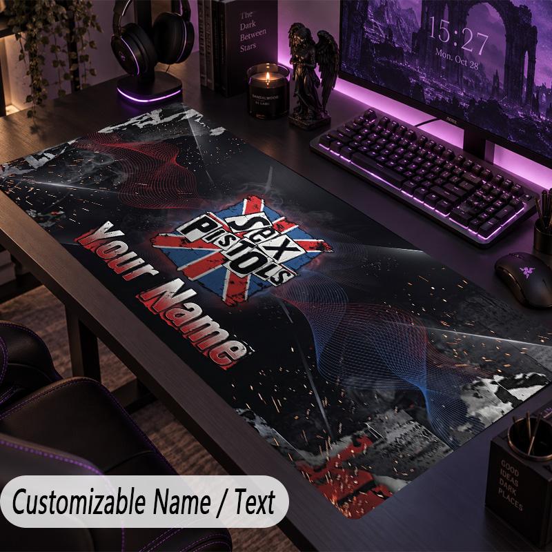 Large Mouse PadSex Pistols Custom Name Text Personalized Desk Mat Non Slip Gaming Pad