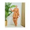 Women's Double Breasted Collar Belted Hijab Crepe Suit