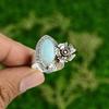 Natural Larimar Gemstone Multi Stone Flower Blue Ring Size 9 925 Sterling Silver