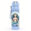 1PC Mermaid Namaste Graphic,750ml Color Plastic Sports Water Bottle,Leakproof Flip Straw Lid,Suitable for Sports Office Home Use