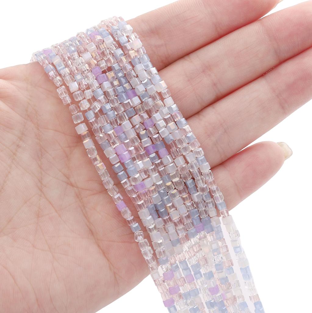 180Pcs Glass Surface Square Lnterval Bead For DIY Bracelets Necklaces Jewelry Making
