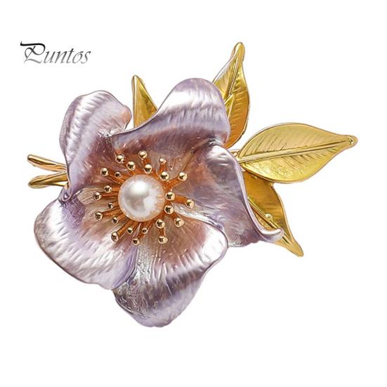 

Женская эмалевая брошь в форме искусственного жемчуга, цветка, листа, костюма, воротника, шляпы, шарфа, украшения для одежды, выпускного бала, украшения для одежды фиолетовый