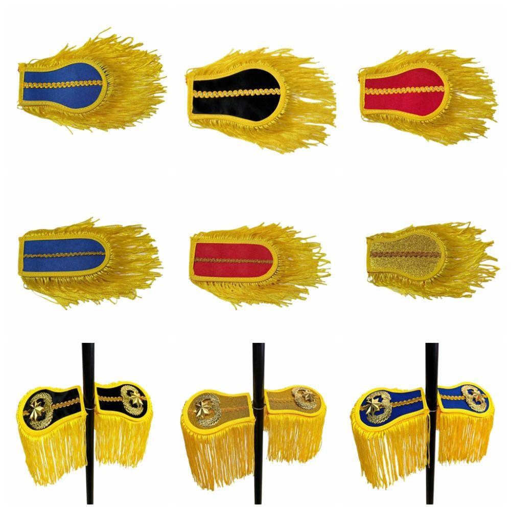 Smooth Satin Fabric Epaulettes Zinc Zinc Alloy Decorative Emblems Shoulder Ornaments  Stage Performance