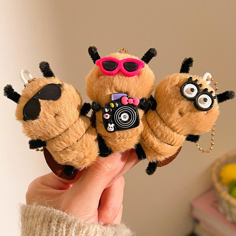 Cartoon Plush Cute Funny Cockroach Shape Doll Pendant Student Bag Decoration Student Fun Gift Accessories