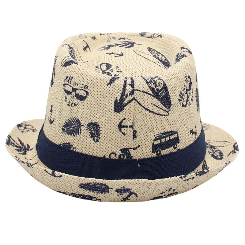 Hawaiian Beach Hat Short Brim Sun Hat Printed Sunscreen Breathable Straw Hat Vacation Sun Hat Men And Women
